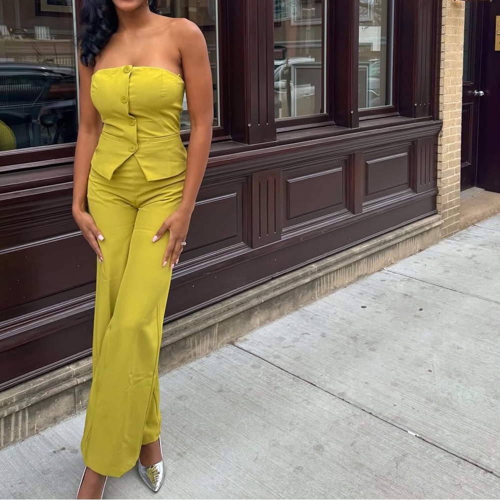 Bandeau chartreuse jumpsuit XS NWT - Picture 2 of 6